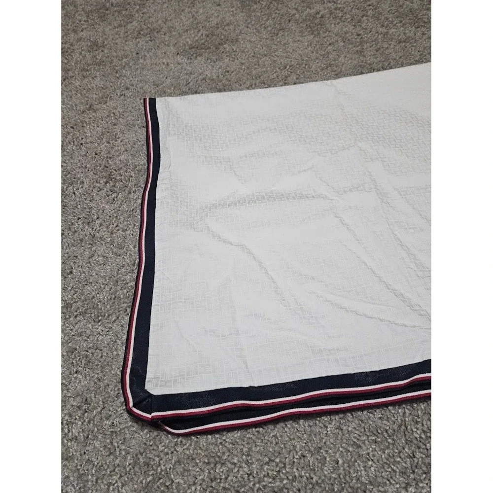 Tommy Hilfiger Single Pillow Sham King White Navy Red Trim Cotton Nautical